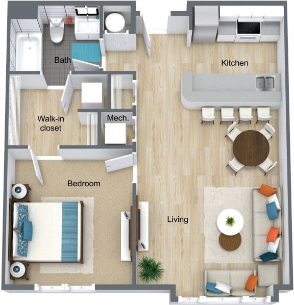 Floor Plan 1 Bedroom Station Square