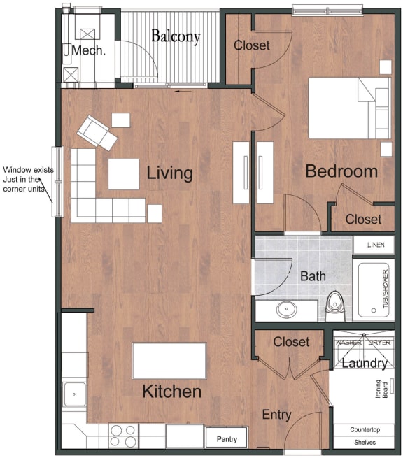 1 Bedroom 1 Bathroom Sto Floor Plan