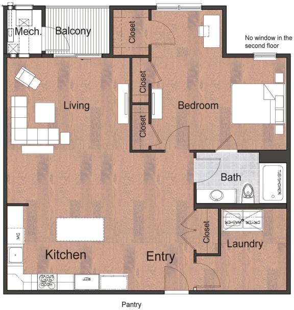 1 Bedroom 1 Bathroom Deluxe Sto Floor Plan