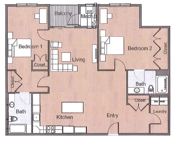 Floor Plan  2 Bedtroom Deluxe Sto Floor Plan