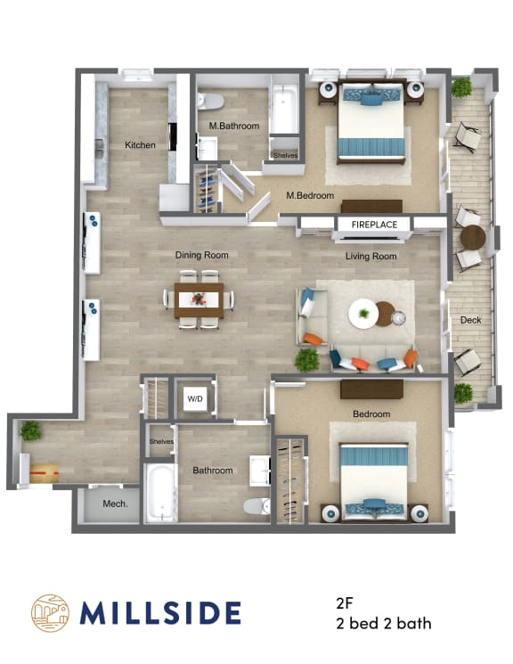 Millside Two Bedroom Two Bathroom with Balcony