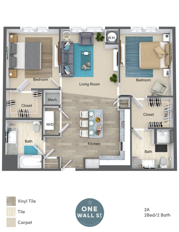 Floor Plan  One Wall St 2x2 A