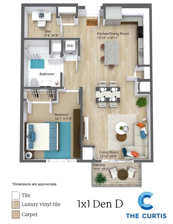 The Curtis | One Bedroom One Bathroom with Den | Available Units