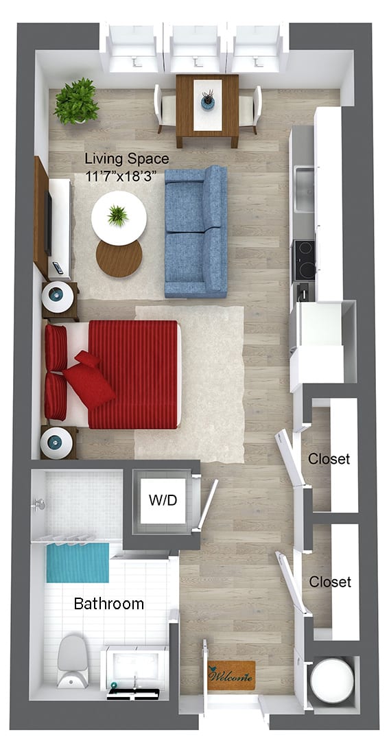 Floor Plan  Studio apartment in Somerville