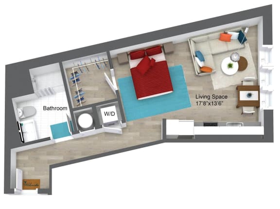 studio apartment floor plan in somerville