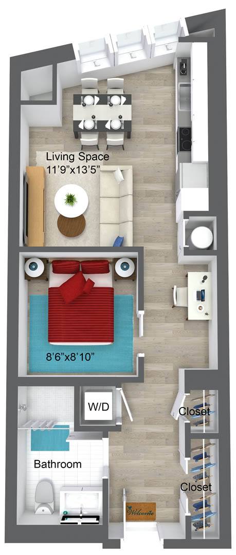 studio plus apartment floor plan in somerville apts