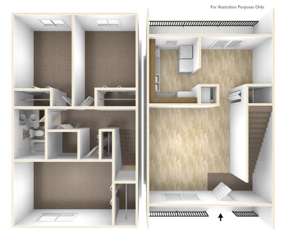 Three Bedroom Apartment Floor Plan Blue Ridge Estates.