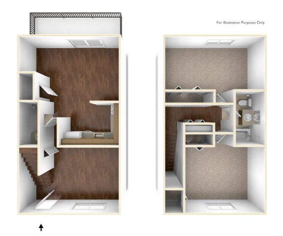 Two Bedroom Townhouse Floor Plan Rolling Green Apartments