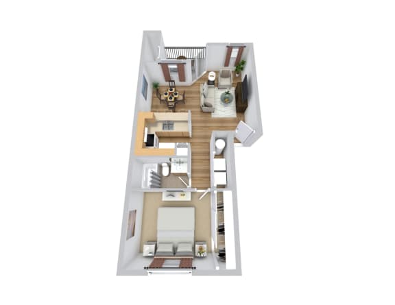 One Bedroom One Bathroom Apartment Floor Plan Layout Fisherman&#x27;s Landing Ormond Beach FL.