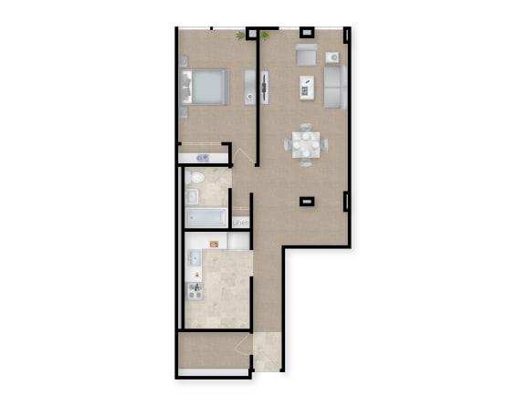 1 Bedroom Floor Plan A.