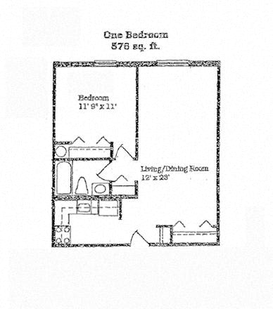 One Bedroom Floor Plan Branchwood Towers.