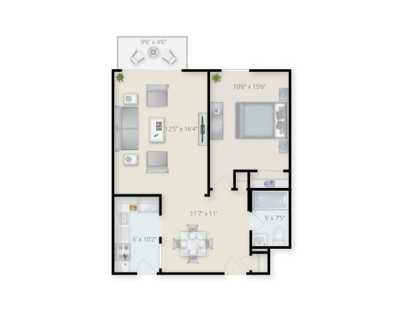 One Bedroom apartment at Mansfield Meadows in Mansfield, MA