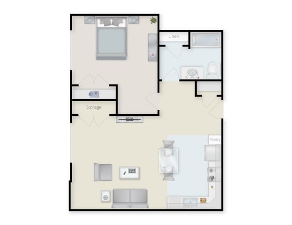 1 Bedroom 1 Bathroom Floor Plan.