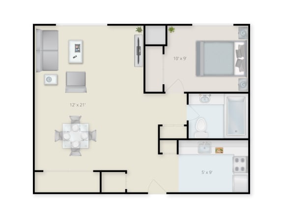 One Bedroom  Floorplan