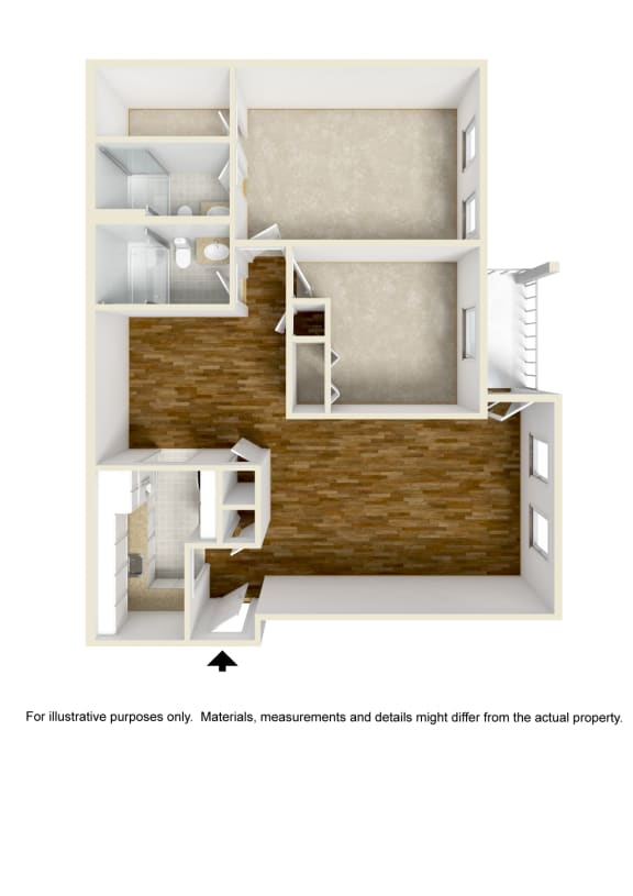 Two Bedroom Two Bathroom Floorplan Layout Station Pointe Apartments A.