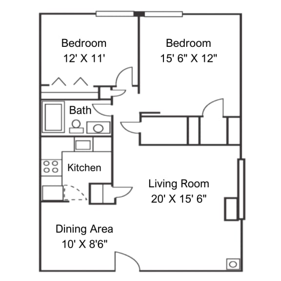 Rockingham Glen Two Bedroom Classic 2 Floorplan.