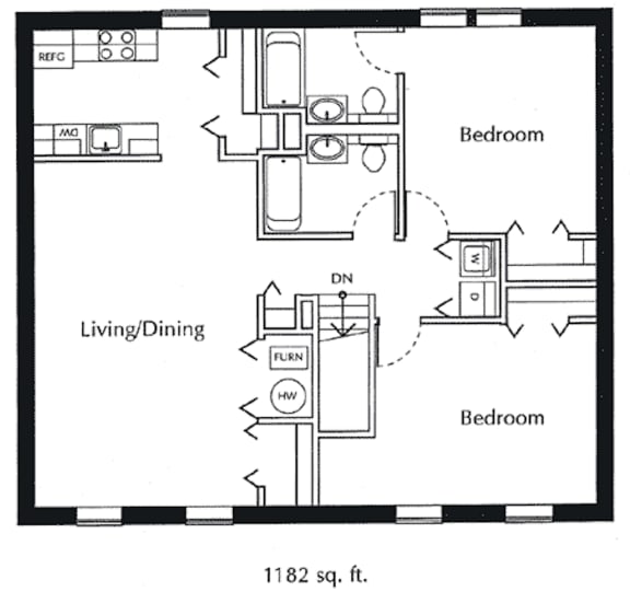 Two Bedroom One Bathroom Floorplans One Bedroom One Bathroom  Southwood Apartments.