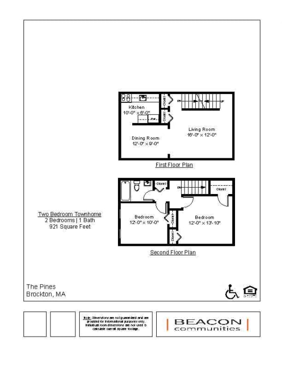 The Pines Two Bedroom Townhome Floorplans.