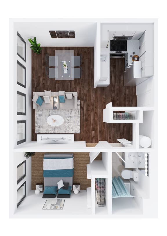Floor Plan  1 Bedroom Lofts
