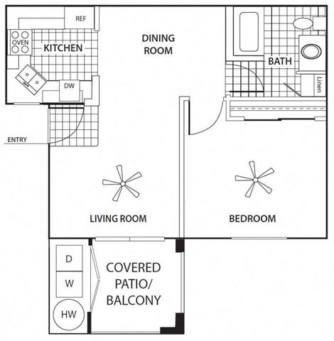 Floor Plan  One Bedroom Floor Plan at Sagewood Apartments, Arizona, 86326