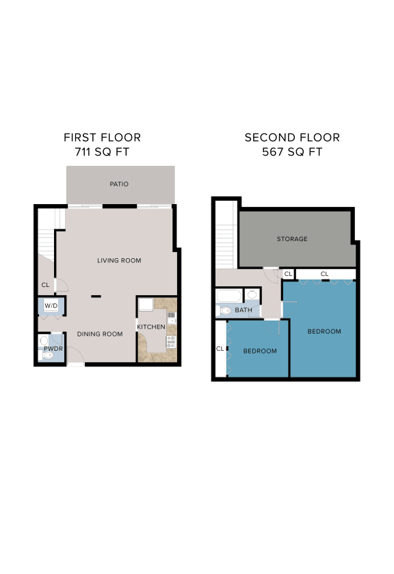 Floor Plan  2 bedroom 1.5 bathroom floor plan E at Greenwich Place, Greenwich, CT, 06830