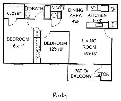 Ruby 2 Bedroom 1 Bathroom, 905 sq. ft., at Barton Farms Apartments and Duplexes in Greenwood, IN 46143
