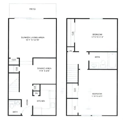 Spacious 2 Bedroom, 1.5 Bathroom townhouse at Olde Towne Apartments in Middletown, OH