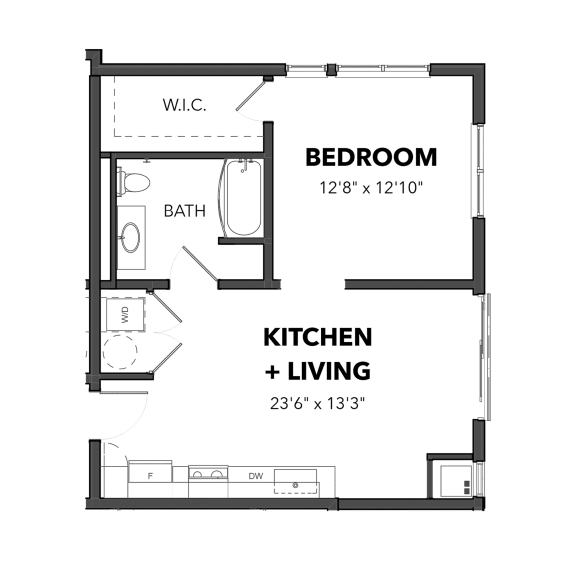 A1 1 Bed 1 Bath Floor Plan A1 1 Bed 1 Bath Floor Plan at Bakery Living, Shadyside, Pittsburgh, PA