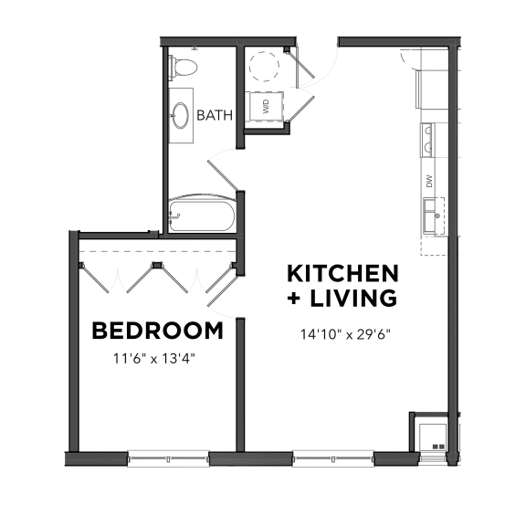 A11 1 Bed 1 Bath Floor Plan A11 1 Bed 1 Bath Floor Plan at Bakery Living, Shadyside, Pittsburgh, PA 15206