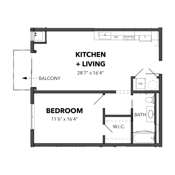A3 1 Bed 1 Bath Floor Plan A3 1 Bed 1 Bath Floor Plan at Bakery Living, Pennsylvania 15206