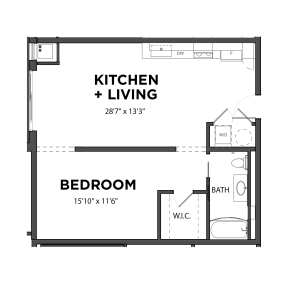 A4 1 Bed 1 Bath Floor Plan A4 1 Bed 1 Bath Floor Plan at Bakery Living, Shadyside, Pittsburgh, PA 15206