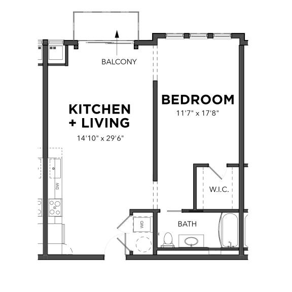 Floor Plan  Bakery Living A8, apartments in Shadyside Pittsburgh, PA