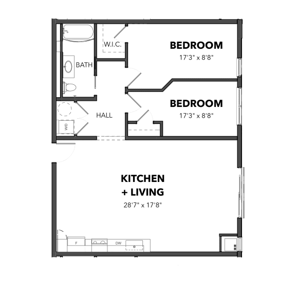 Floor Plan  B4 2 Bed 1 Bath Floor Plan at Bakery Living, Pittsburgh