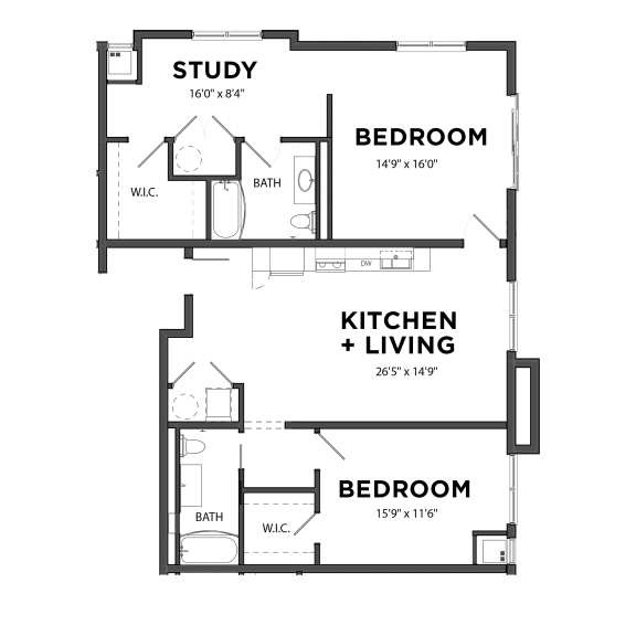 Floor Plan  B7 2 Bed 2 Bath Floor Plan at Bakery Living, Pittsburgh, PA 15206