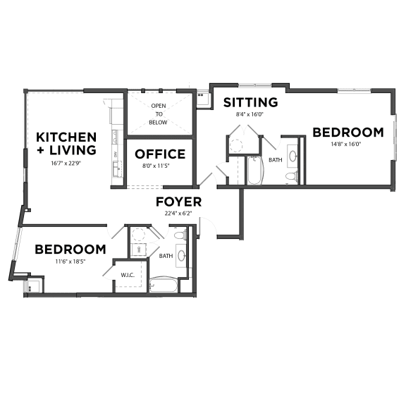 Floor Plan  B8 2 Bed 2 Bath Floor Plan at Bakery Living, Pennsylvania