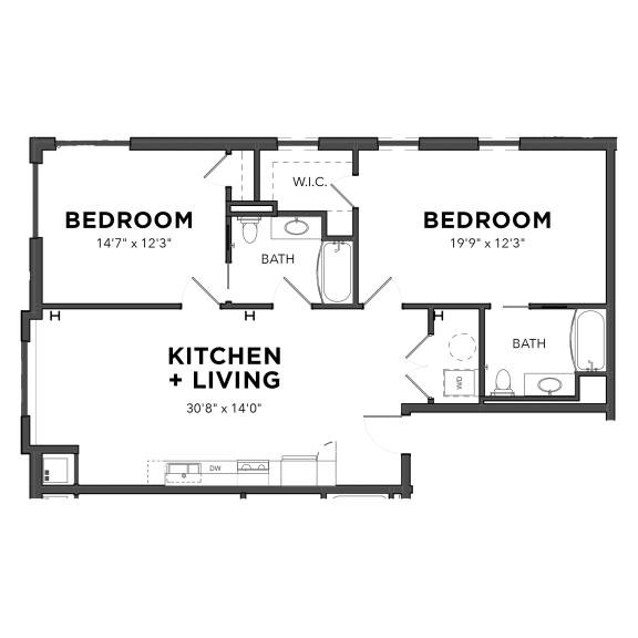 B9 2 Bed 2 Bath Floor Plan B9 2 Bed 2 Bath Floor Plan at Bakery Living, Pittsburgh, PA 15206