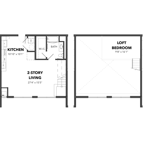 C1 Loft 1 Bed 1 Bath Floor Plan C1 Loft 1 Bed 1 Bath Floor Plan at Bakery Living, Pennsylvania