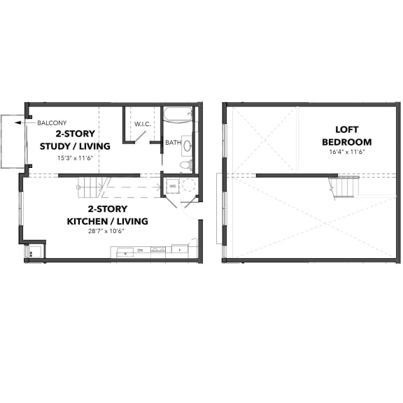 Floor Plan  C2 Loft 1 Bed 1 Bath Floor Plan at Bakery Living, Pennsylvania 15206