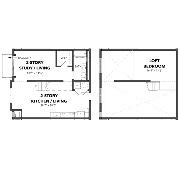 Floor Plan  C2 Loft 1 Bed 1 Bath Floor Plan at Bakery Living, Pittsburgh, PA 15206