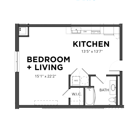 Micro Studio D3 1 Bath Floor Plan Micro Studio D3 1 Bath Floor Plan at Bakery Living, Shadyside, Pittsburgh