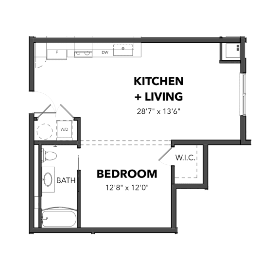 Floor Plan  Studio E2 1 Bath Floor Plan at Bakery Living, Pittsburgh