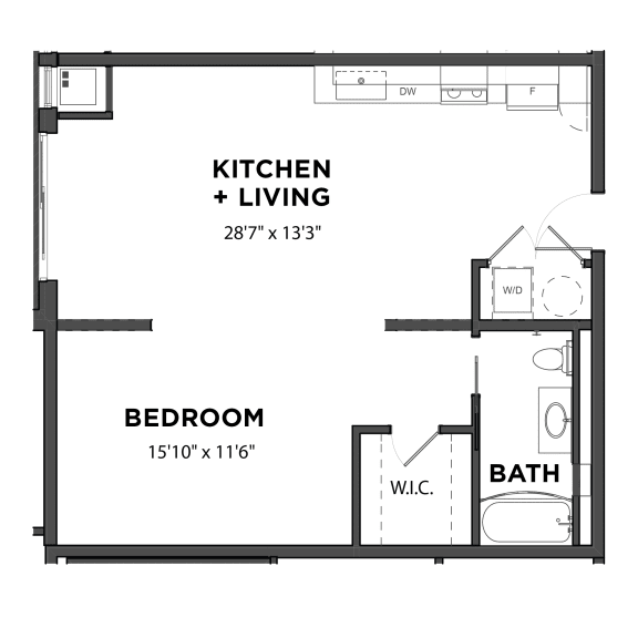 E3 Studio 1 Bath Floor Plan E3 Studio 1 Bath Floor Plan at Bakery Living, Shadyside, Pittsburgh