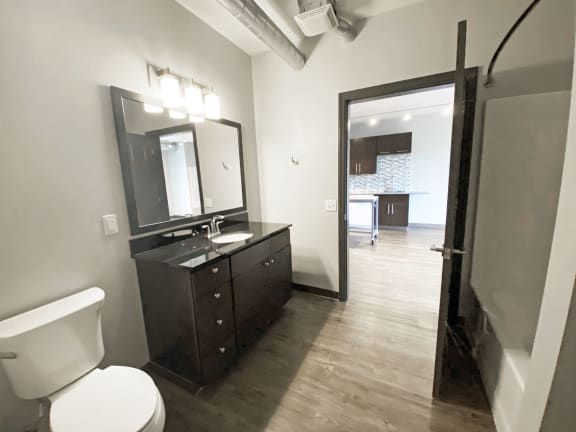 A2 Bathroom with Vanity at Bakery Living, Pittsburgh, PA 15206