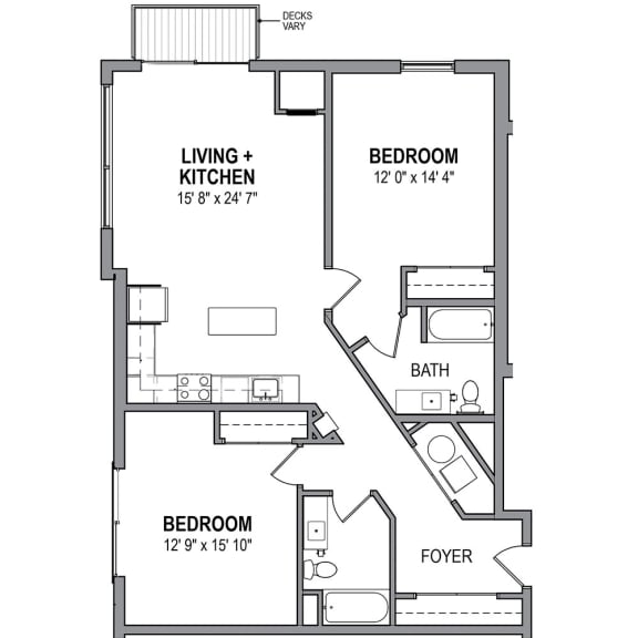 Floor Plan FloorPlans-Foundry-Iron-L 1,161 Sq.Ft. The Foundry at 41st Apartments, Lawrenceville, Pittsburgh, PA