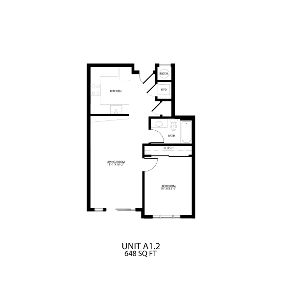 A1.2 Floor Plan 648 Sq.Ft. at Alta Sloans Lake, Colorado