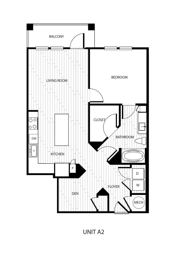 Floor Plan  1 bed 1 bath floor plan B at Alta Belleair, Florida, 33756