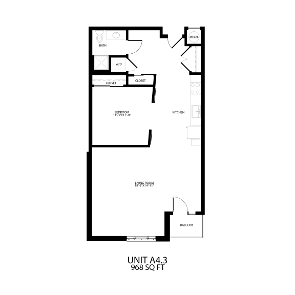 A4.3 Floor Plan 968 Sq.Ft. at Alta Sloans Lake, Colorado