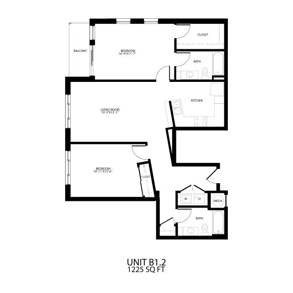 B1.2 Floor Plan B1.2 Floor Plan 1,225 Sq.Ft. at Alta Sloans Lake, Lakewood, CO