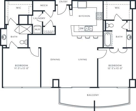 Bradbury Floor Plan at The Tower on Piedmont, Atlanta, 30305