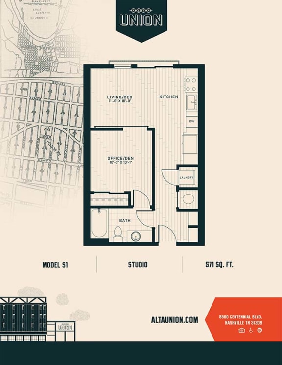 Model_S1 Floor Plan at Alta Union, Nashville, 37209